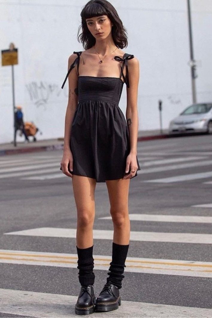 Timeless Renata Mini Dress with Bow and Shoulder Straps Designer Edit
