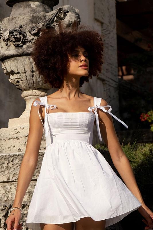 Timeless Renata Mini Dress with Bow and Shoulder Straps Designer Edit