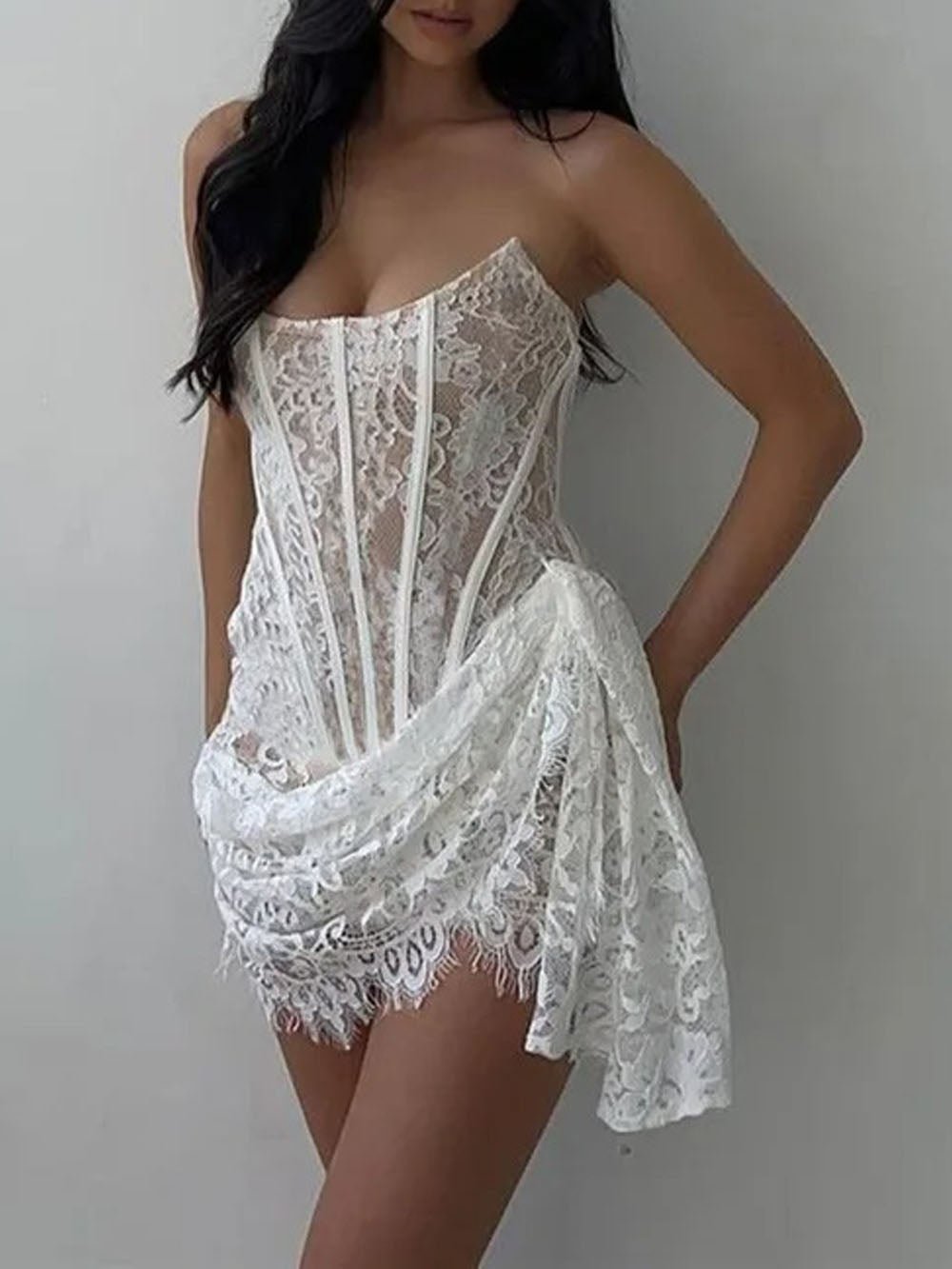 Off Kaylee Shoulder Strapless Mini Dress