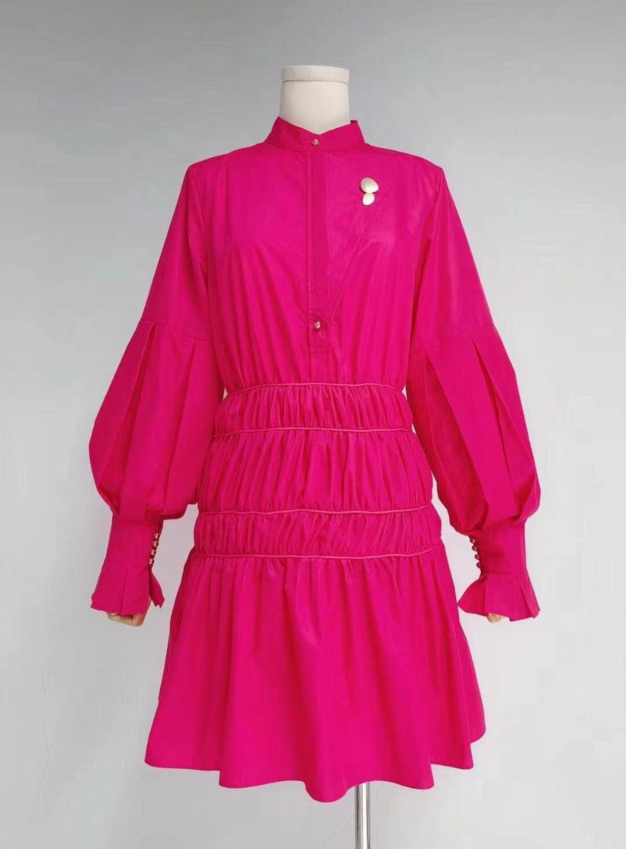 Solid Lannie Shirred Mini Dress