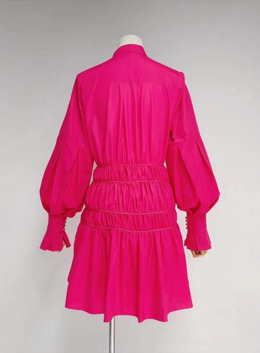 Solid Lannie Shirred Mini Dress
