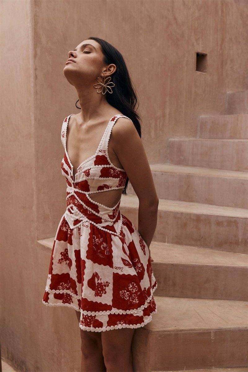 Boutique Ornella Printed Mini Dress with Cut Outs Collection