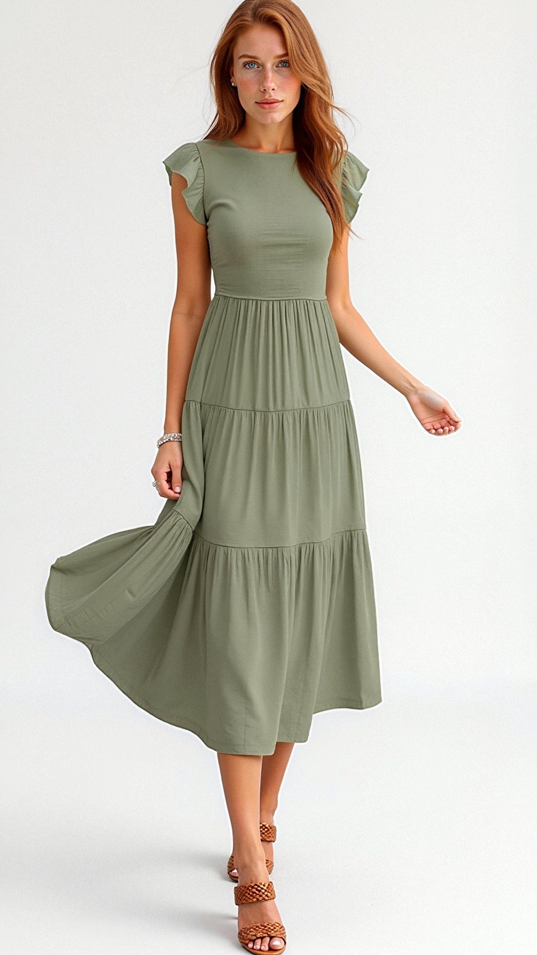 Chic Pilar Smocked Summer Midi Dress Pleated Designer Edit