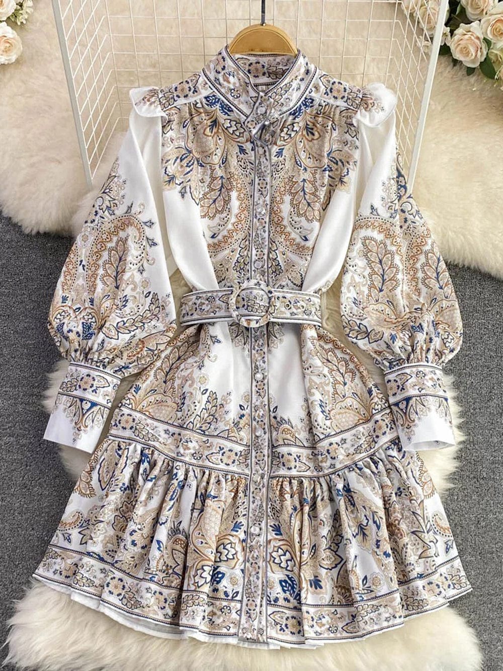 Ruffle Liliana Single Breasted Midi Dress