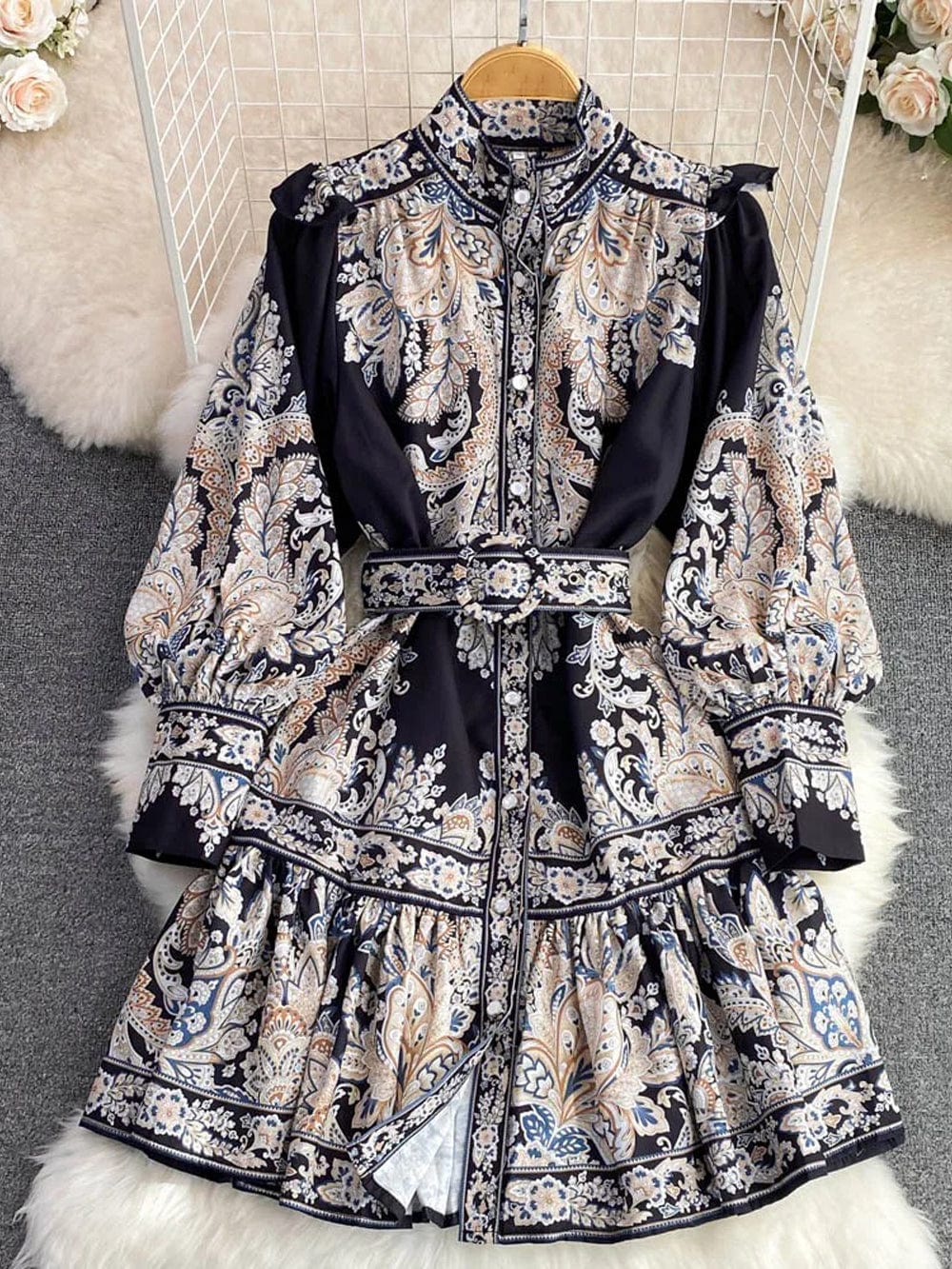 Ruffle Liliana Single Breasted Midi Dress