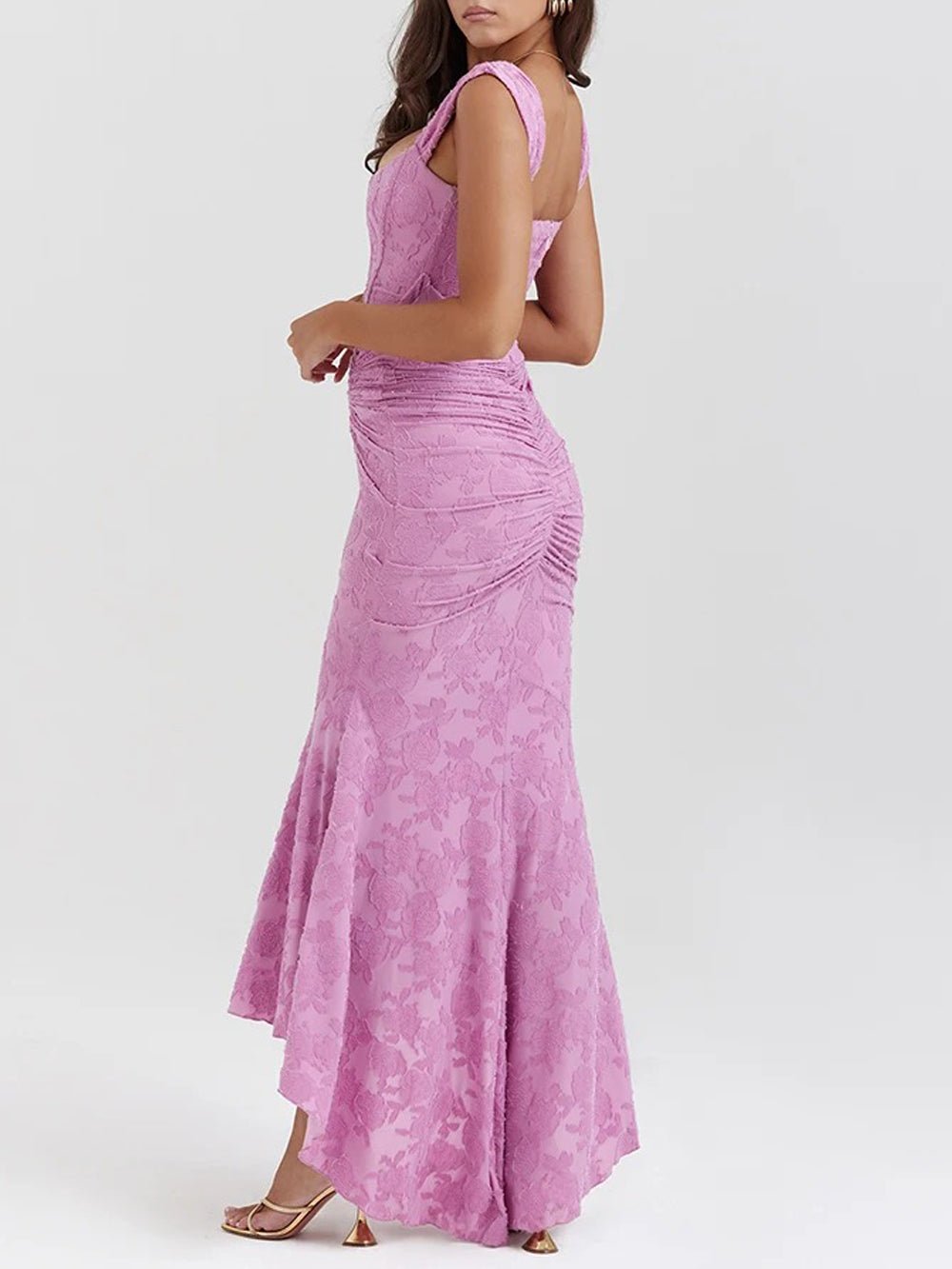 Off Lilly Shoulder Backless Midi Dress