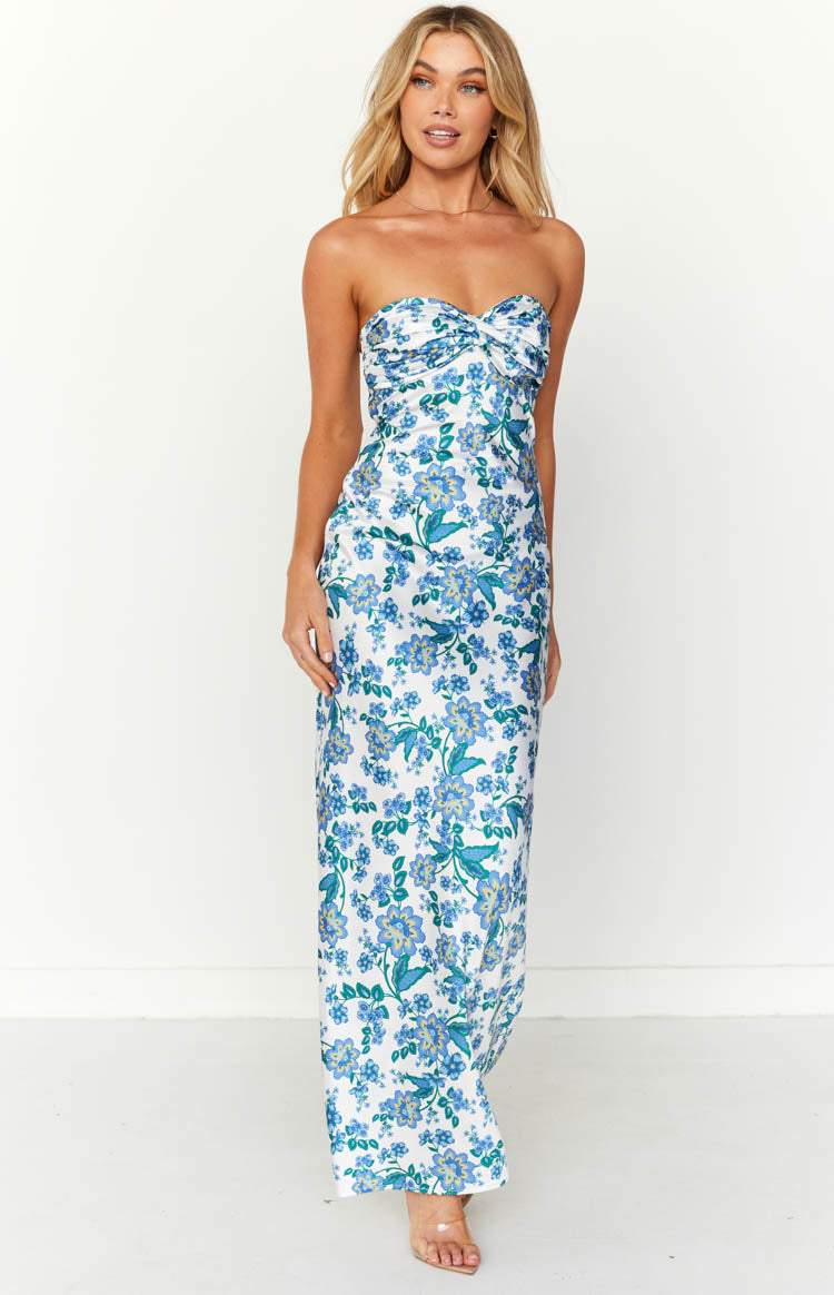Guadalupe Elevated Printed Maxi Tube Dress with Knot Detail Premium Wardrobe Essential