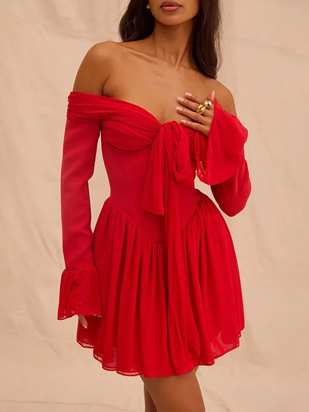 Off Josephine Shoulder Backless Mini Dress