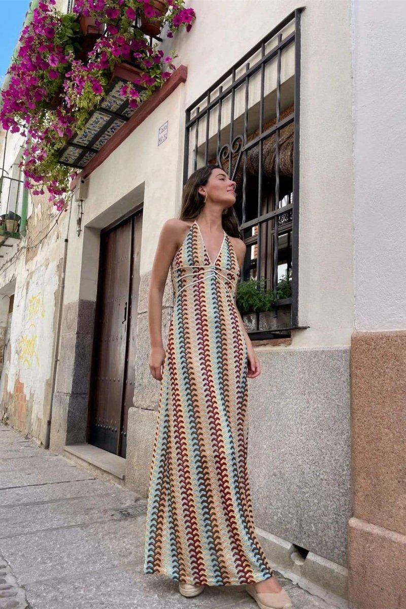 Hilda Statement Halterneck Maxi Dress Made of Crochet Fabric Signature Edit