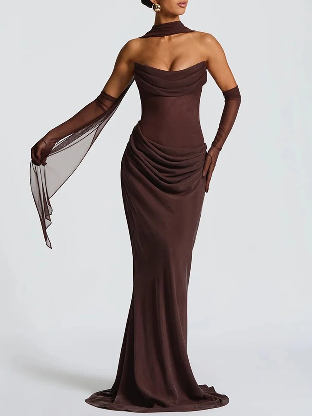Malena Strapless Draped Maxi Gown