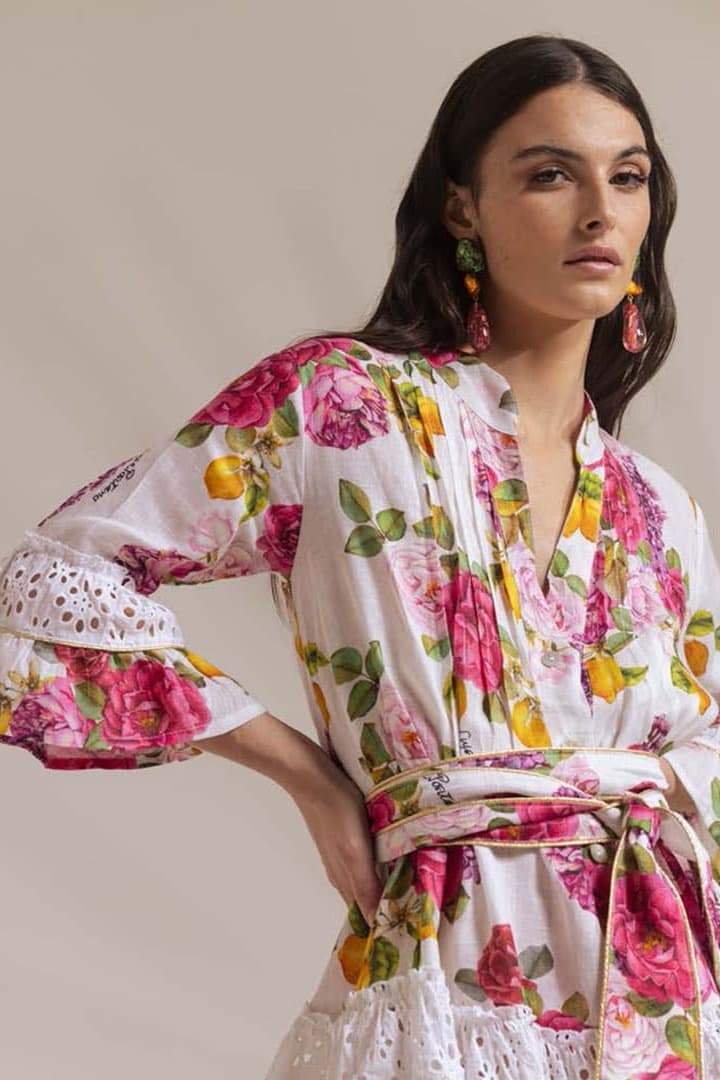 Boutique María José Printed Mini Dress with Ruffles and Lace Trim Statement Occasion Edit