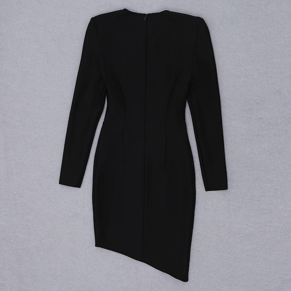 Hollow Mesh Out Deep Notched Dress