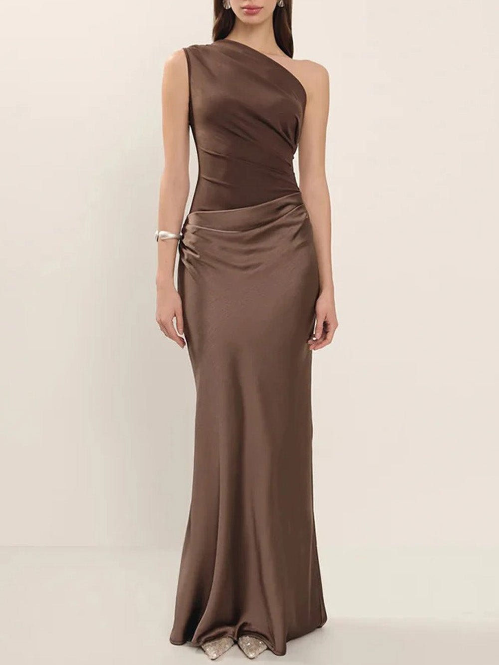 Mirabelle Satin One-Shoulder Gown