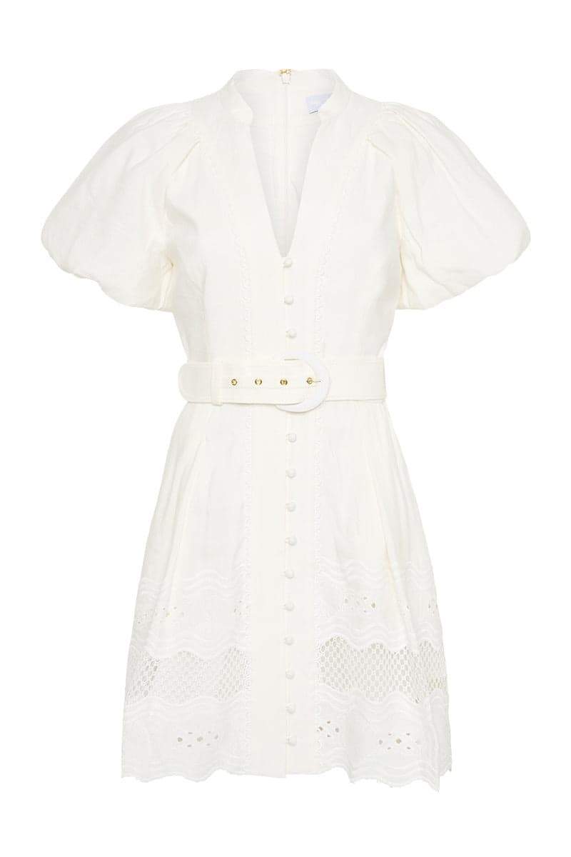 Timeless Laura Mini Dress with Embroidered V Neck Premium Wardrobe Essential