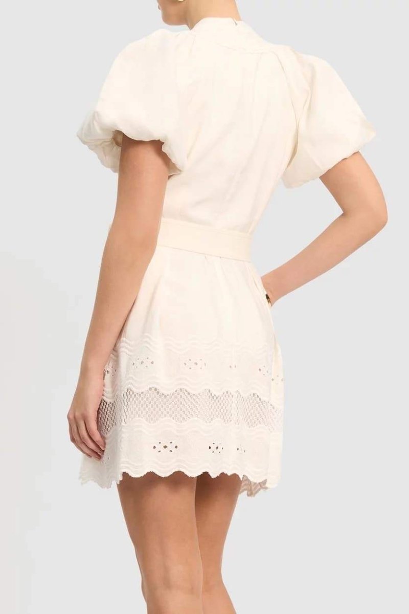 Timeless Laura Mini Dress with Embroidered V Neck Premium Wardrobe Essential