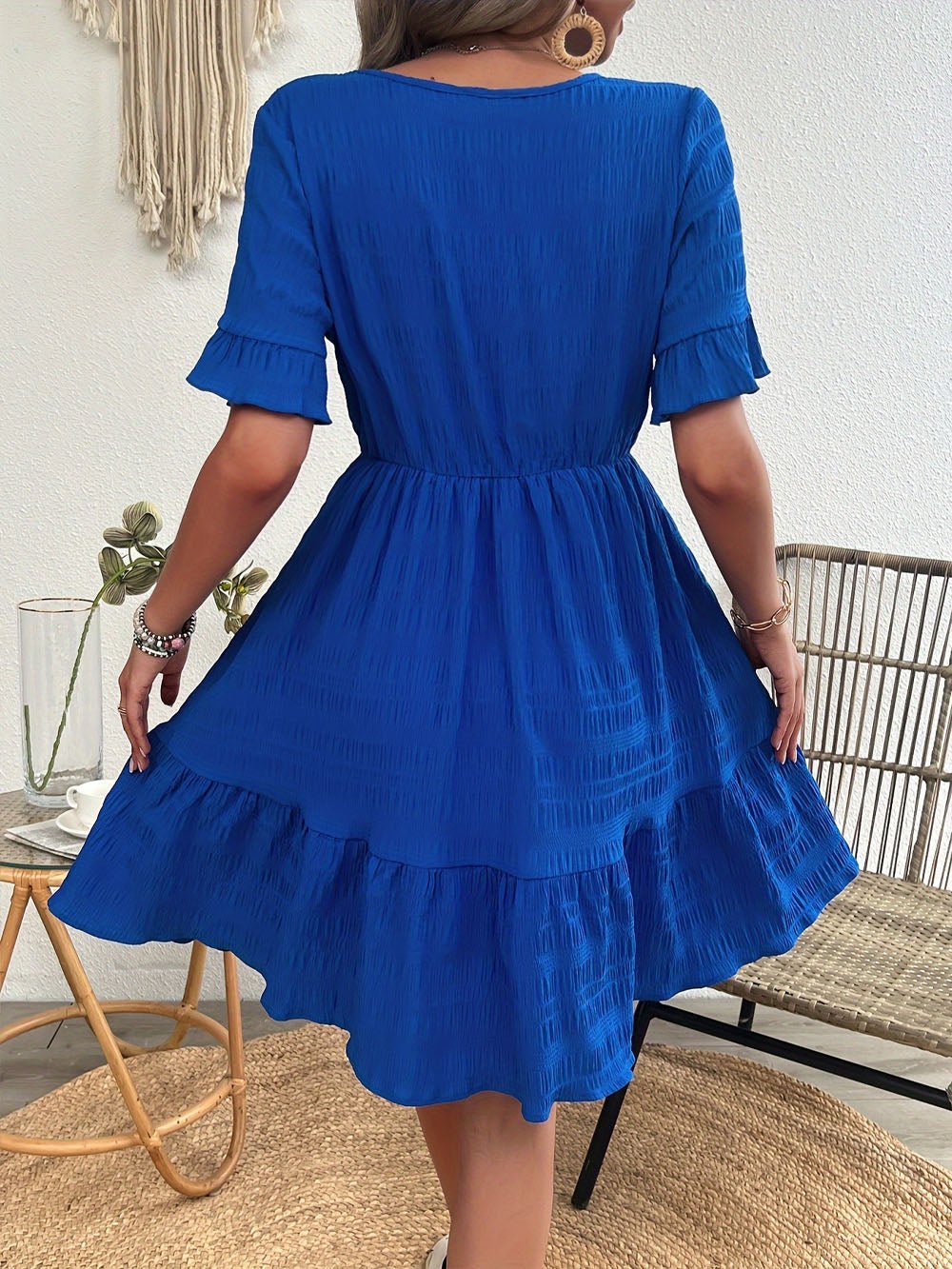 Ruffle Parker Hem Tiered Mini Dress