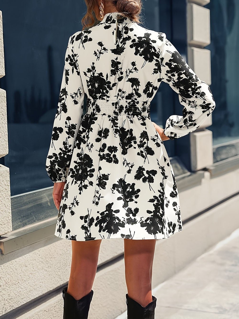 Peyton Flower Long Sleeve Mini Dress