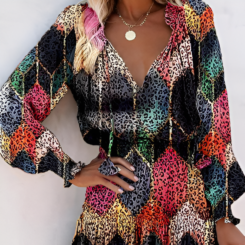 Hana Timeless Mini Dress Botanical Chiffon Chic Silhouette Collection