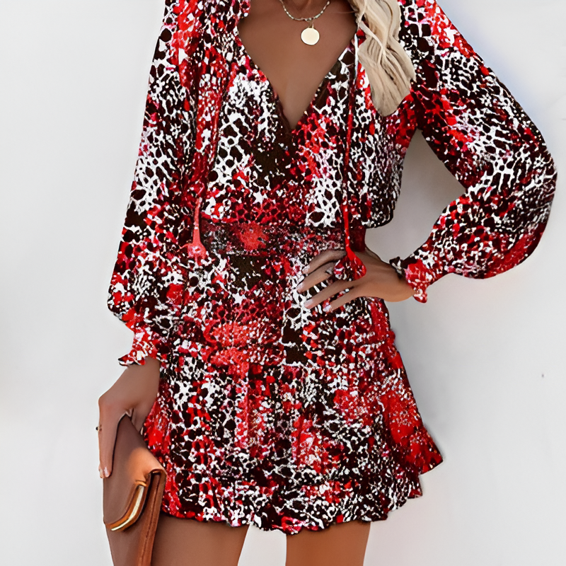 Hana Timeless Mini Dress Botanical Chiffon Chic Silhouette Collection