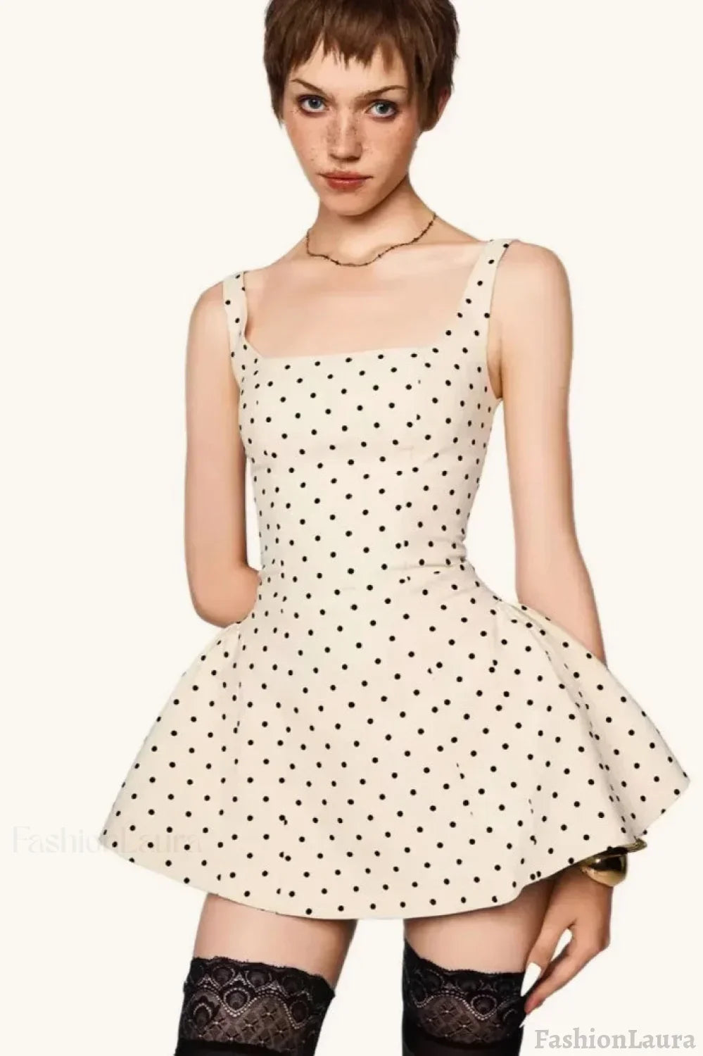 Dot Polka Square Neck Cami Mini Dress