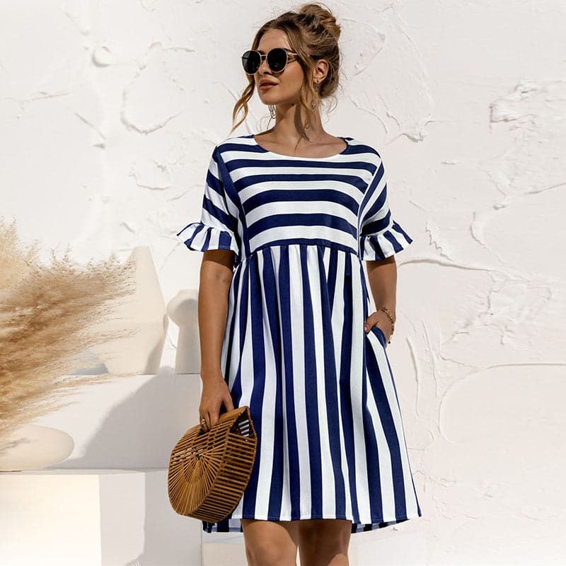 Women Summer Dress Lovely Loose Print Sleeves Dresses