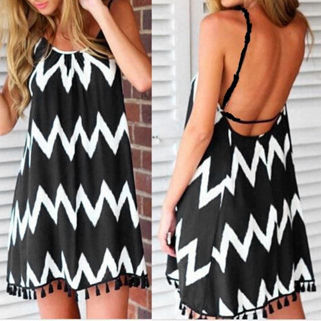 VNeck Strap Open White Lace Sleeveless Loose Refined Mini Dress