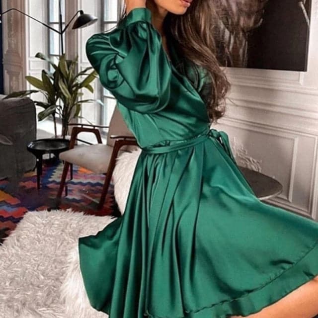 Sashes Satin A Line Mini Dress