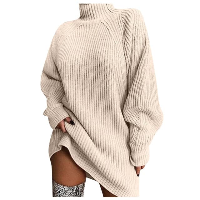 Long Fashion Sleeve Knitted Mini Dresses