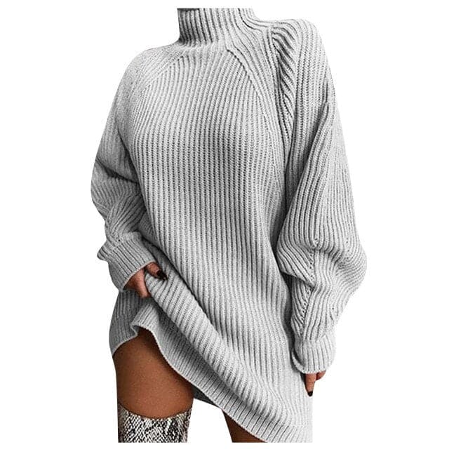 Long Fashion Sleeve Knitted Mini Dresses