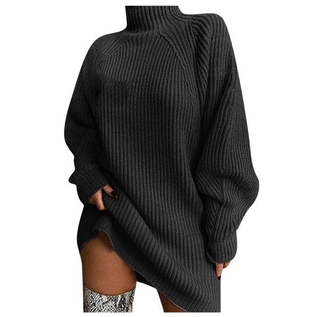 Long Fashion Sleeve Knitted Mini Dresses