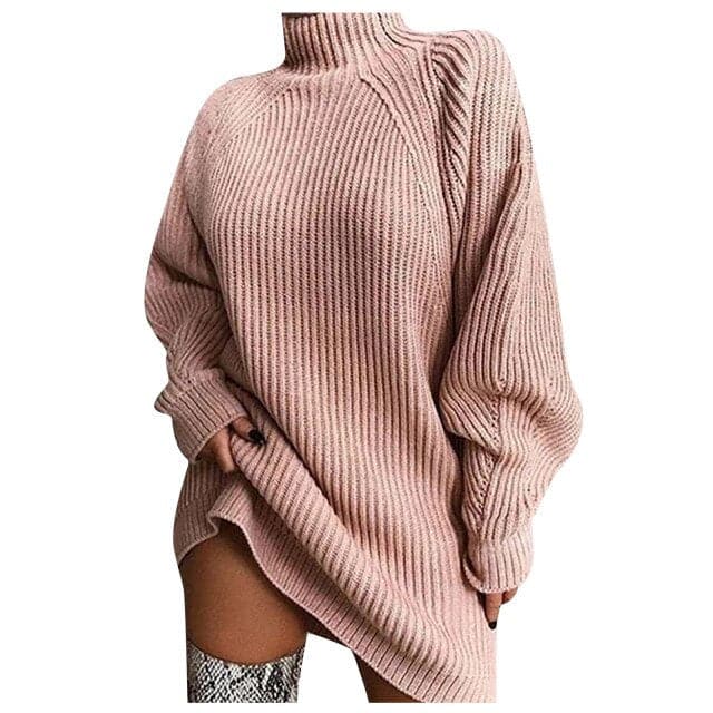Long Fashion Sleeve Knitted Mini Dresses