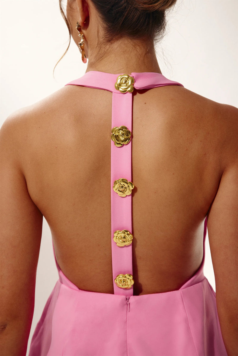 Premium Catalina Backless Halterneck Mini Dress Rebecca Elevated Occasion Wear