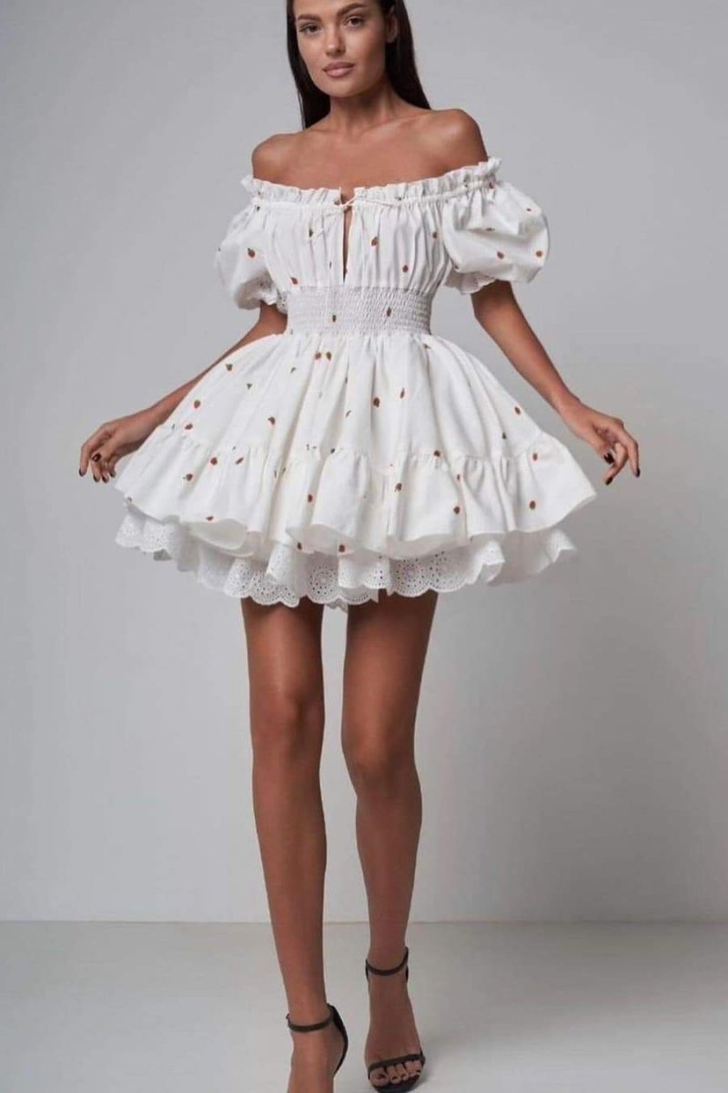Effortless Judith Printed Mini Dress with Puff Sleeves Premium Wardrobe Essential