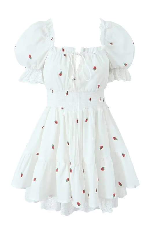 Effortless Judith Printed Mini Dress with Puff Sleeves Premium Wardrobe Essential
