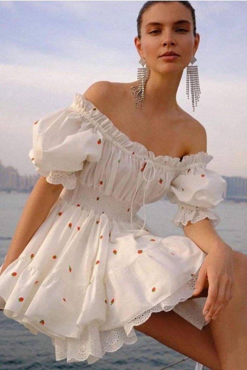 Effortless Judith Printed Mini Dress with Puff Sleeves Premium Wardrobe Essential