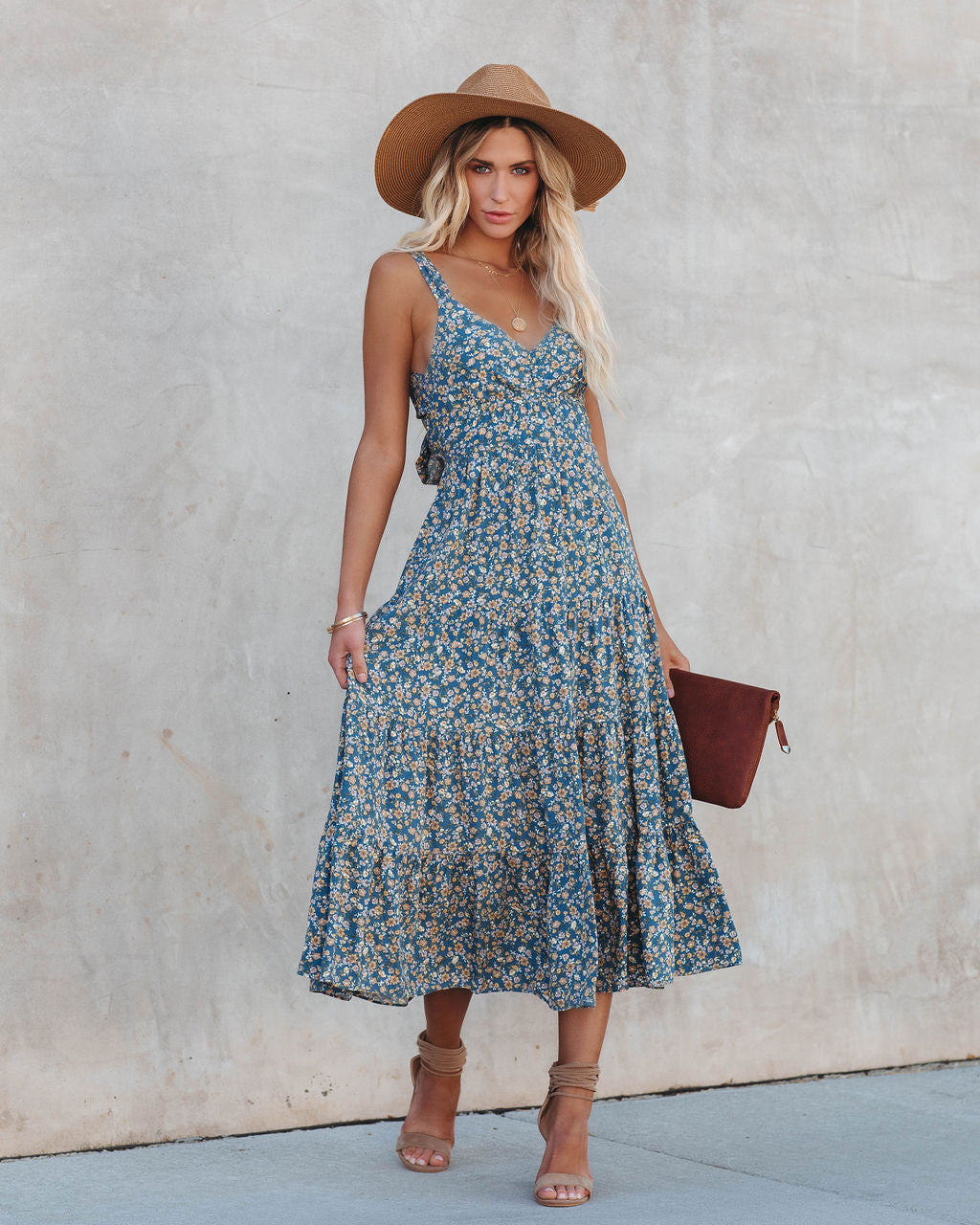 Rio Botanical Tie Back Midi Dress