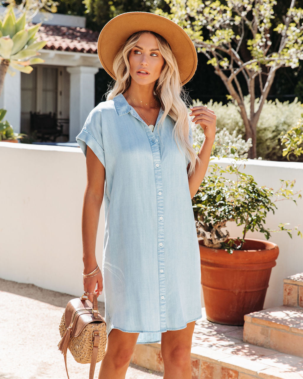 Chambray Ryan Button Down Dress Light Wash