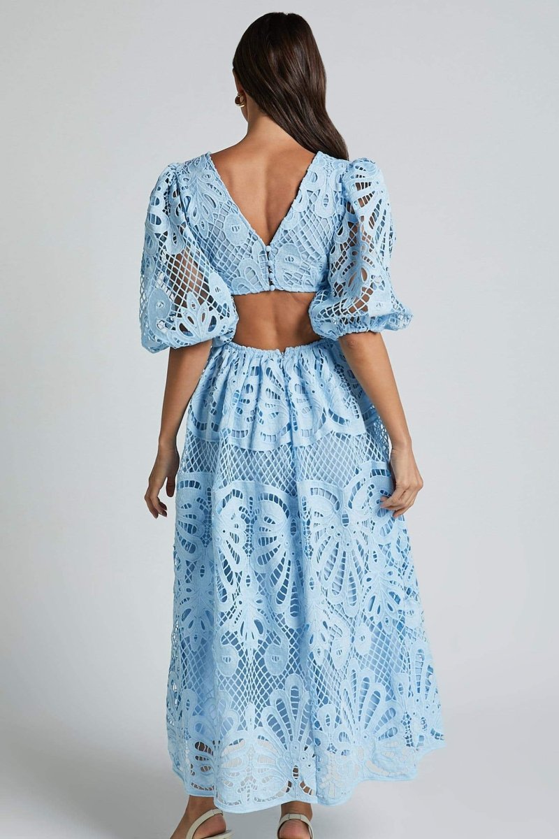 Embroidered Sandra Lace Cut-out Midi Dress