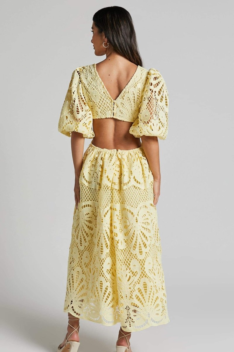 Embroidered Sandra Lace Cut-out Midi Dress