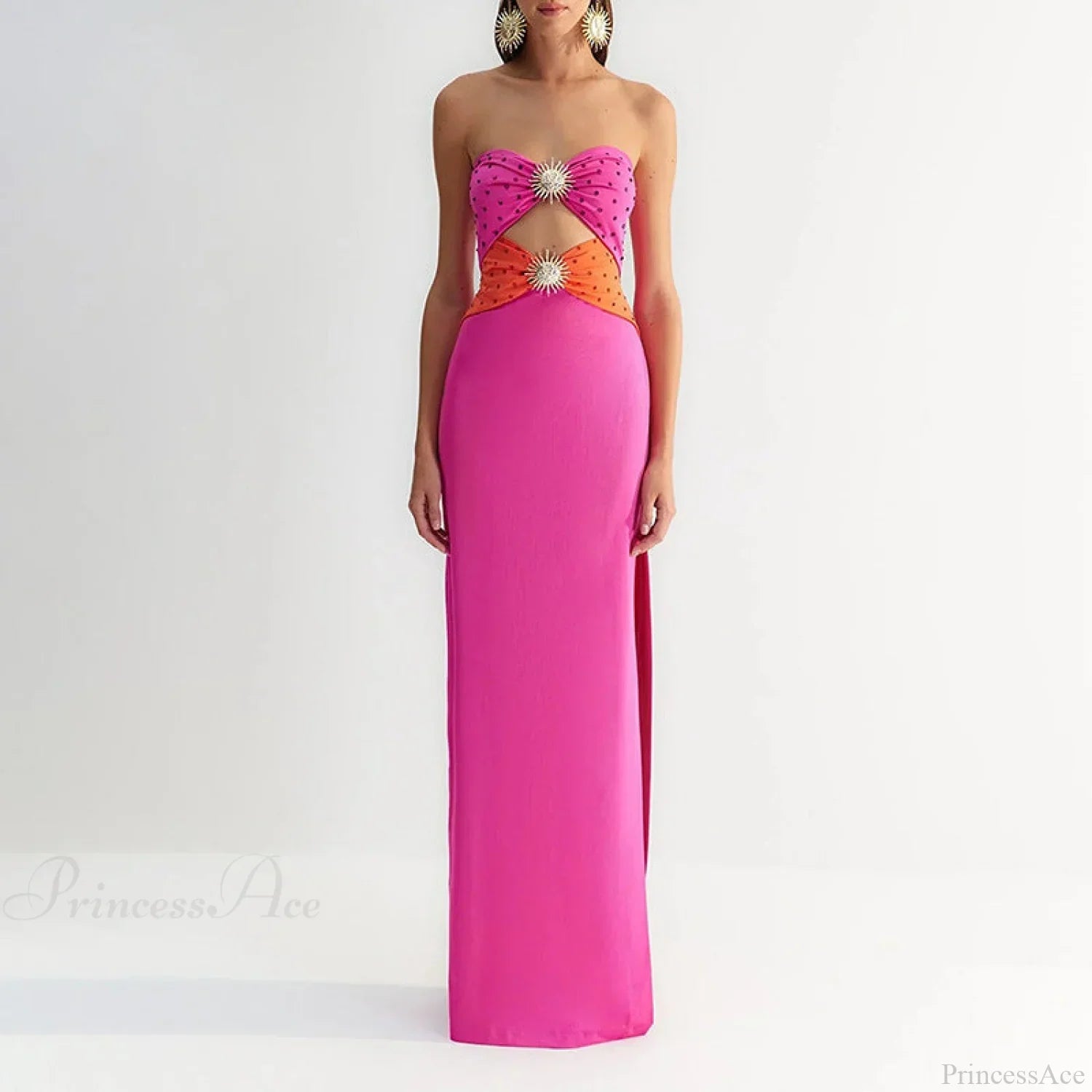 Chic Cutout Strapless Sunflower Prom Dress