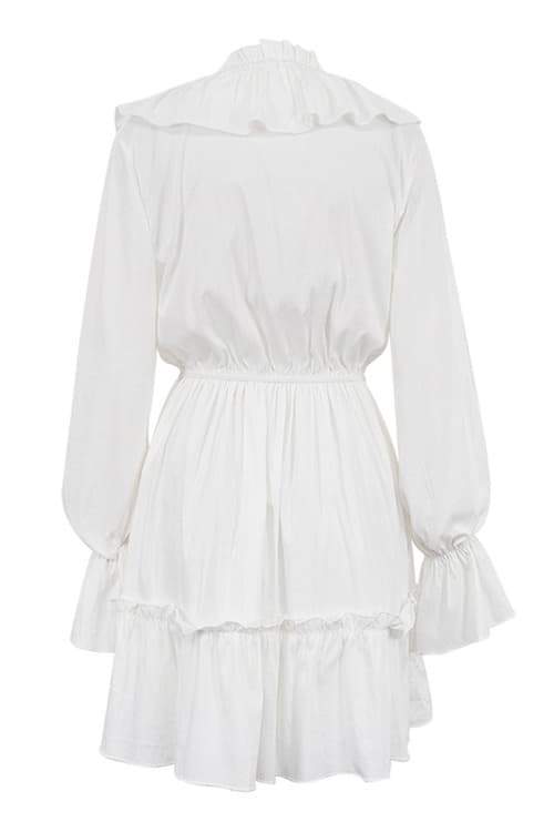 Exclusive Ingrid V Neck Ruffle Mini Dress Boutique Collection