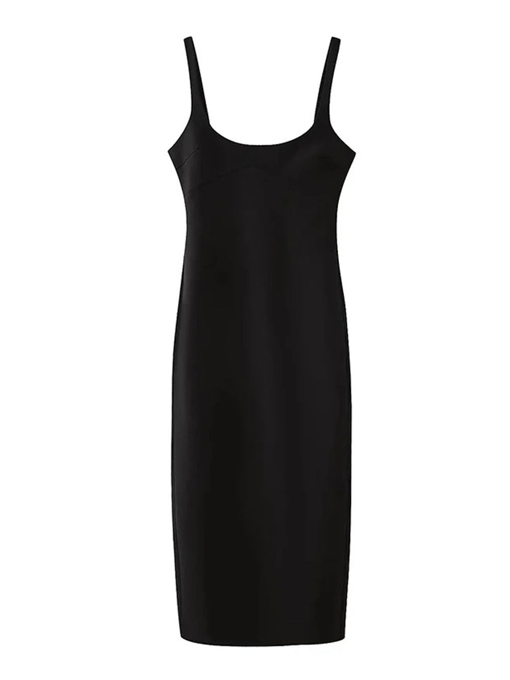 Back Sofia Slit Solid Midi Dress