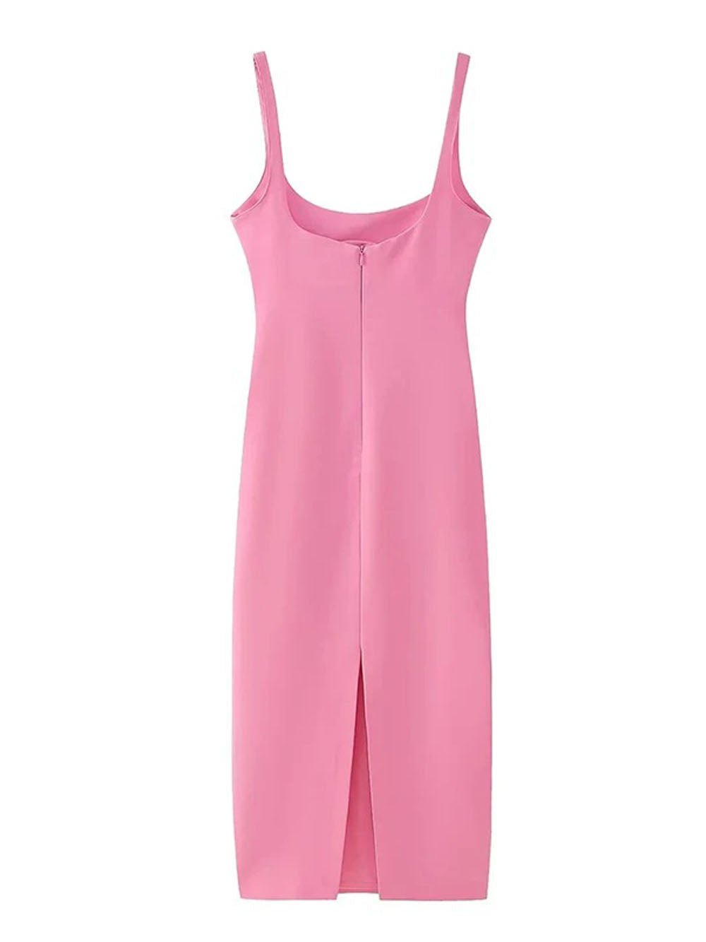 Back Sofia Slit Solid Midi Dress