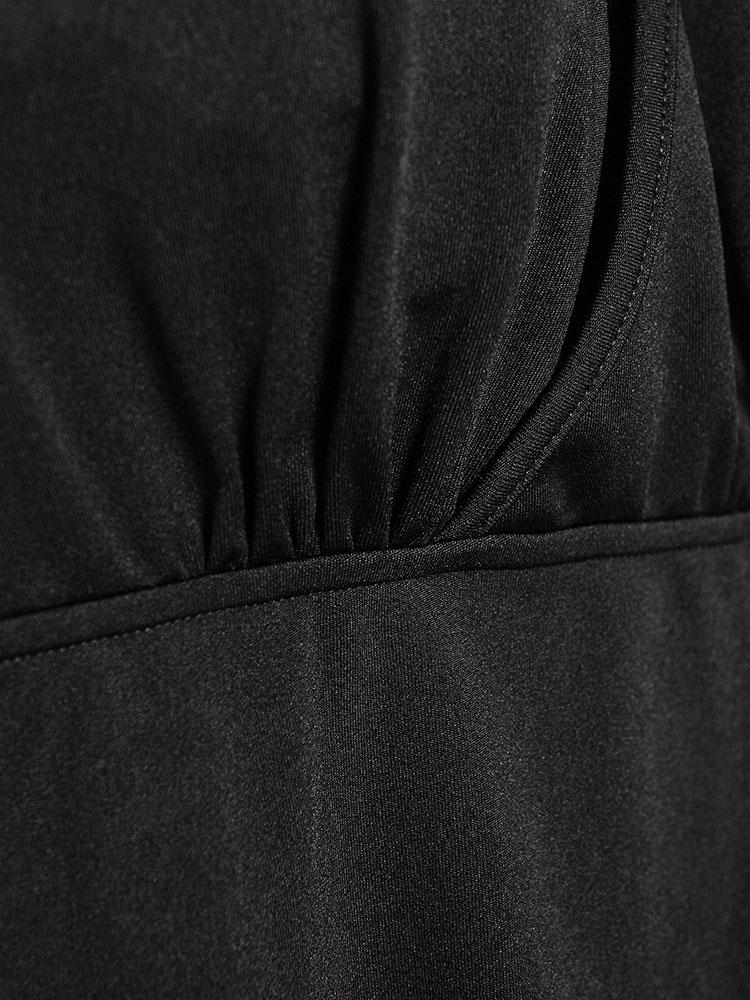 V Solid neck Chain Sleeveless Tight Dress