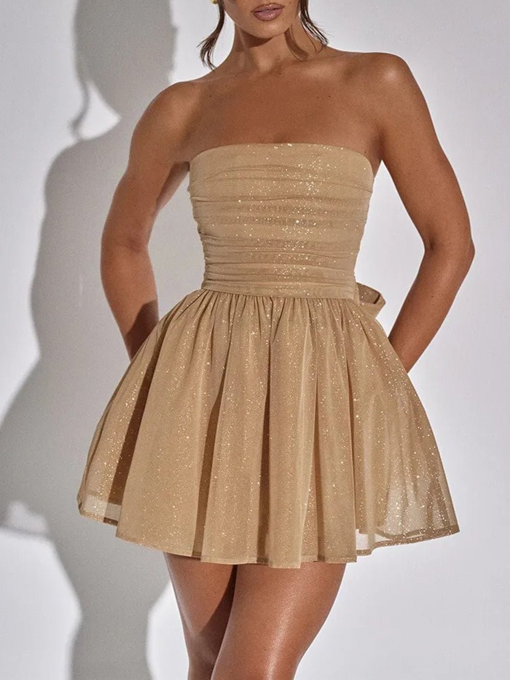 Off Tahlia Shoulder Sequins Mini Dress
