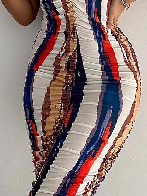 Top Tube Slim Multicolor Printed Tight Dress