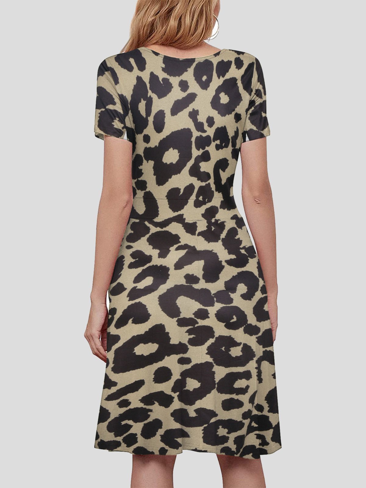 neck V Short sleeved Sun Flower Print Dress