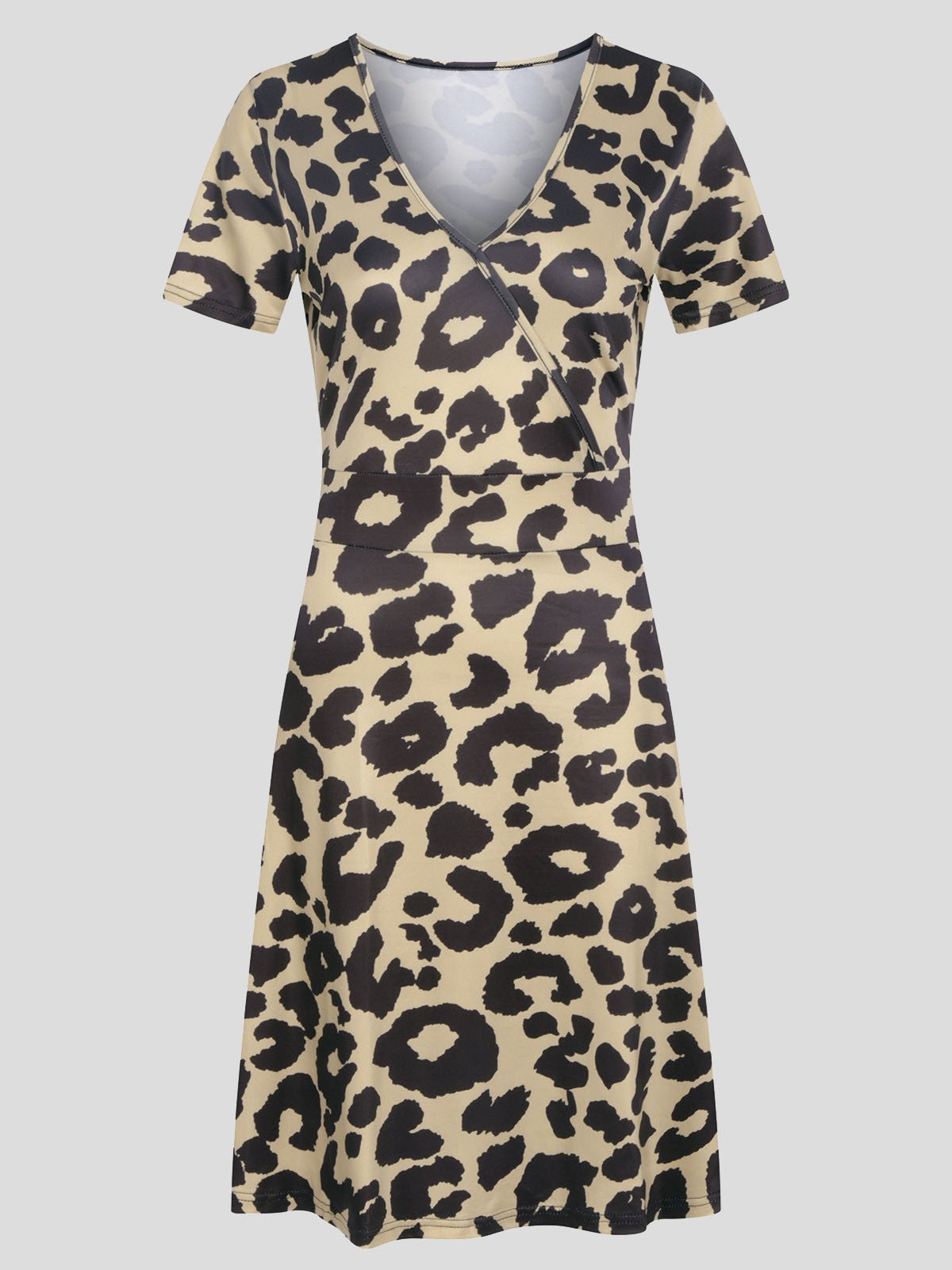 neck V Short sleeved Sun Flower Print Dress