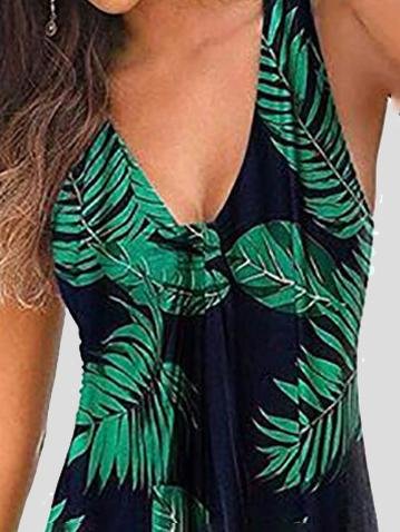 neck V Sleeveless Print Mini Dress