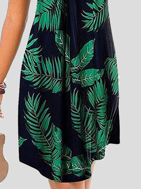 neck V Sleeveless Print Mini Dress
